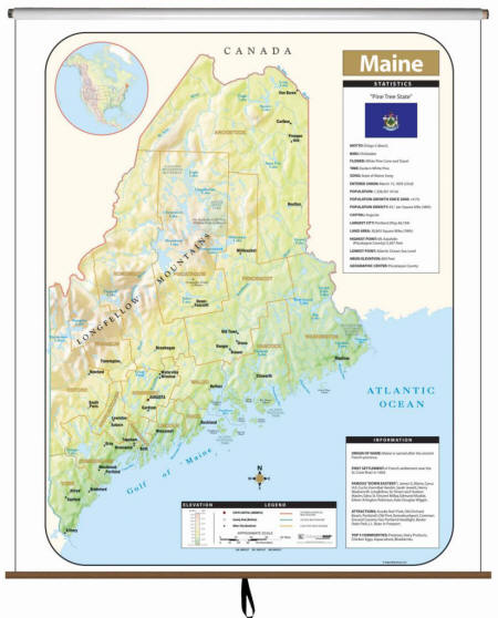 Maine wall map