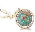 Gemstone Globe with Opalite Ocean Showcased on a Keychain Color: Bahama Blue,