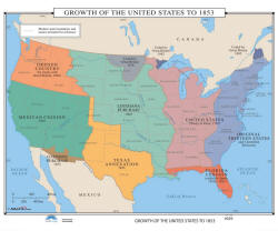 wall map of US growth in 1853