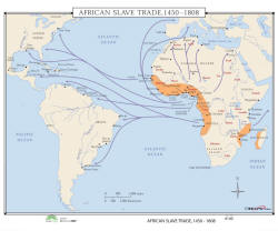 world history map of African slave trade