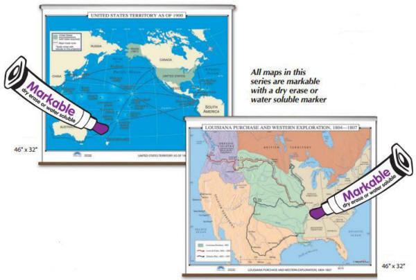 World History wall map set on rollers