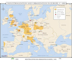 European Industrialization 1850 history wall map