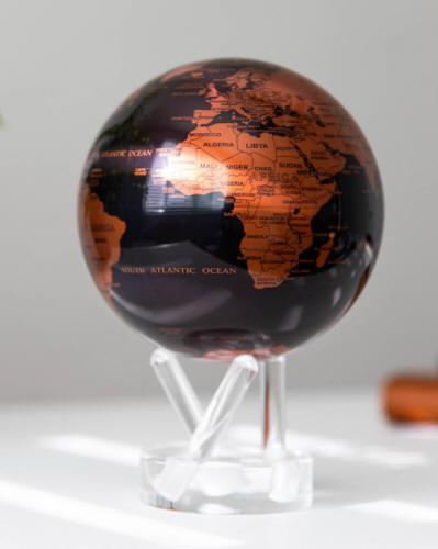 MOVA solar power rotatinf copper black world globe