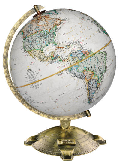 Allanson National Geographic world globe on metal desk base