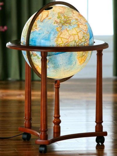 Illuminated National Geographic Globe on floor stand