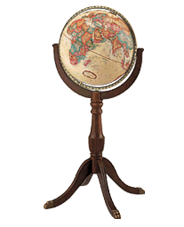 globe on nautical wood stand