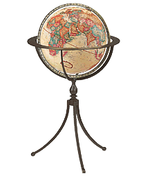 globe on metal floor stand