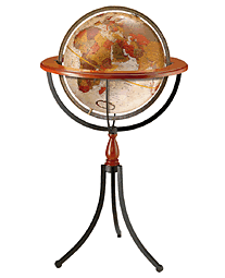 globe with metal and wood base