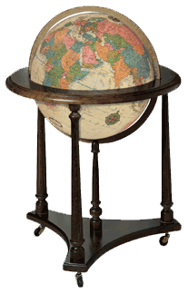 globe on tri wood base