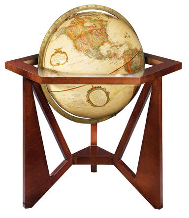 Desk globe on designer wooden base
