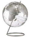 world globe with clear oceans silver land mass