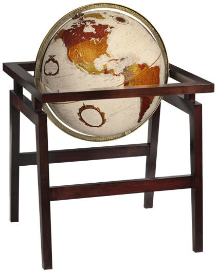 World globe on wood floor stand