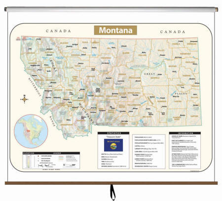 Montana classroom wall map