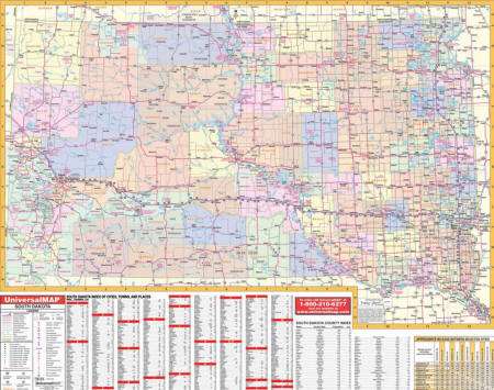State of South Dakota Wall Map