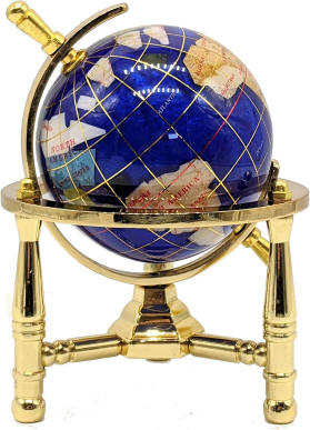 Gemstone world globe gold base