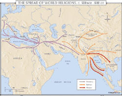 world history map of spread of world religions