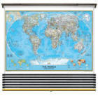World and 6 Continent Maps Classroom Pull Down 7 Map Set