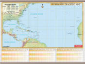 Hurricane Tracking Chart wall map