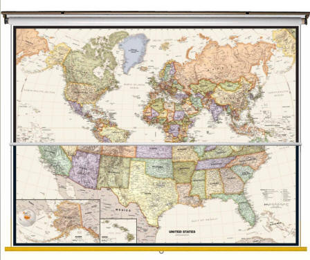 us and world wall map set beige oceans