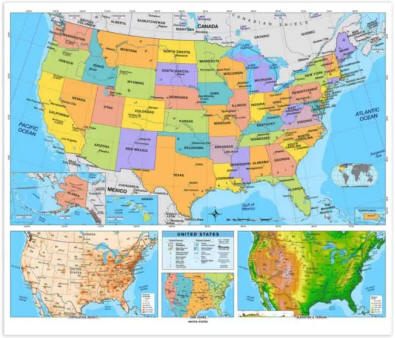 USA Primary Wall Map