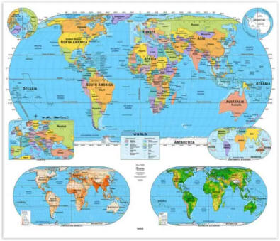 World Primary Wall Map