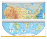 Classroom map set of world and usa