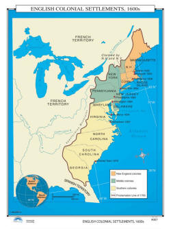 English Settlements in North America US History Map