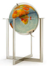 Illuminated world globe showing poliltical boundaries