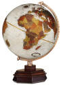 Bronze metallic globe on wooden desktop base