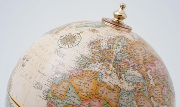 world globe top closeup